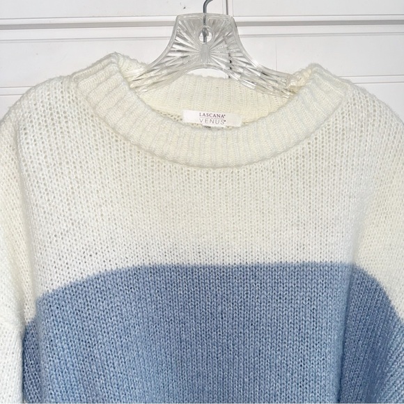 Lascana Venus Color Block Sweater Cream/Blue Stripe Sz Medium - Picture 10 of 13